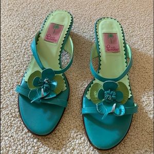 Lily Pulitzer leather slides. Woman’s shoes.